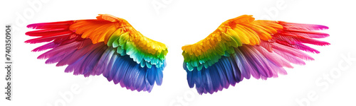 Rainbow pride wings isolated on transparent background.