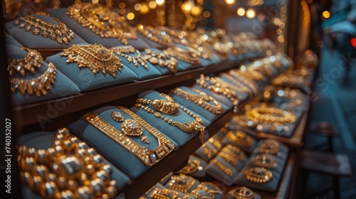 Women are buying gold jewelry in the gold shop