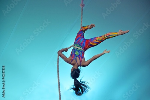 Rope acrobat on acrobatics performance