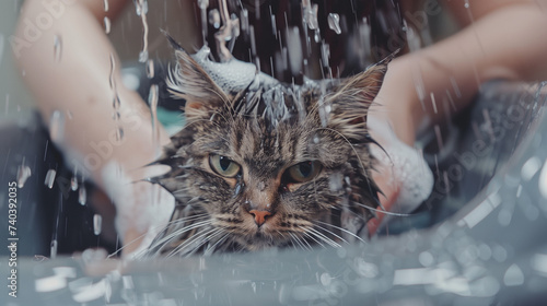 Cat Getting Bathed | Water Dripping Off Fur