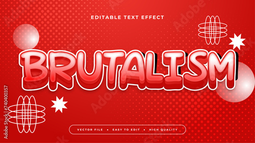 Red and white brutalism 3d editable text effect - font style