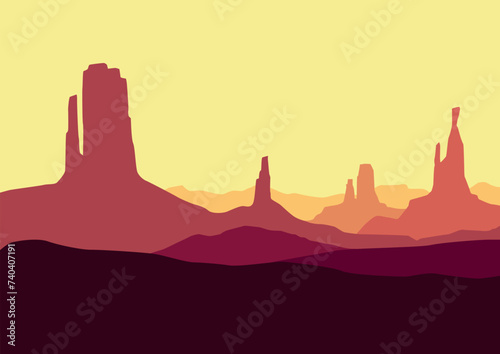 Wild American desert landscape, vector illustration for background design.