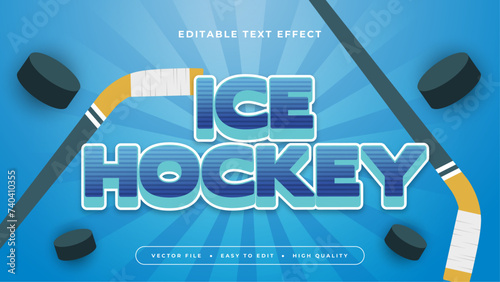 Blue green and yellow ice hockey 3d editable text effect - font style