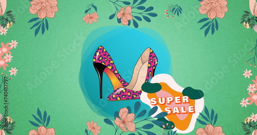 Image of shoes icon on green background