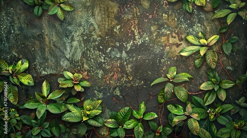 green plants on a wall art in the forest wallpaper background, in the style of realism with surrealistic elements, aerial view, baroque-inspired chiaroscuro, sony alpha a7 iii, enigmatic tropics, anal