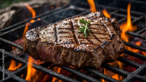 A sizzling sirloin steak grills to perfection on the outdoor barbecue, tempting with its succulent mix of flavors and aromas from the churrasco food and horumonyaki, while the charcoal adds a smoky d