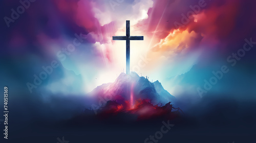 Christian cross, abstract Christian cross painting art