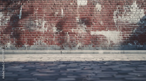 street wall background ,Industrial background, empty grunge urban street with warehouse brick wall : Generative AI