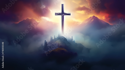 Christian cross, abstract Christian cross painting art