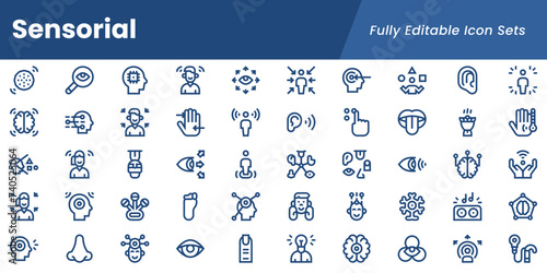 Sensorial line icon pack. Sensorial line icon collection. 