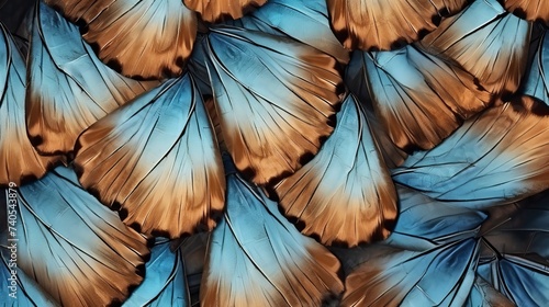 Butterfly wings background with blue and brown textures and details