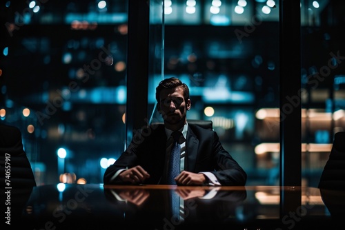 Homme d'affaires dans un bureau sombre » IA générative