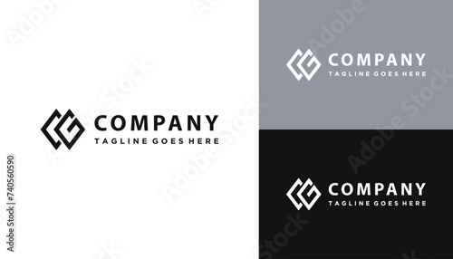 Initial Letter CG G C GC with Simple Hexagon Shape Line Art Logo Design