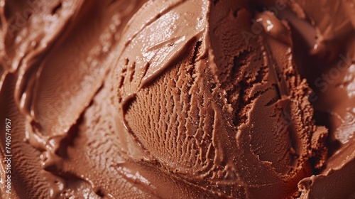 Close-Up of Creamy Chocolate Ice Cream Scoop