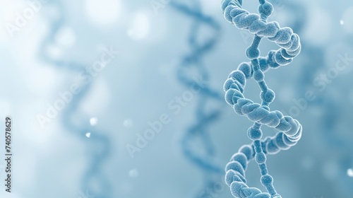 Genetics and biotechnology dna molecule and human cell structure on blurred background