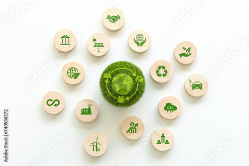LCA-Life cycle assessment concept.A green ball with an LCA icon. environmental impact assessment related to product value chains. Business value chain and Growing sustainability.Circular economy