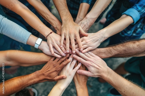 group of people holding hands