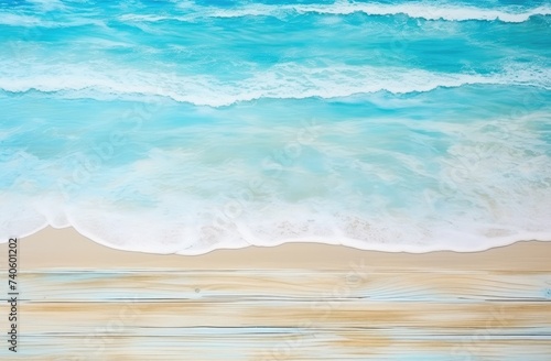 Soothing Turquoise Waves Flowing Over Wooden Canvas in Resin Art - Generative AI