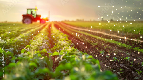 Sistema di agricoltura di precisione gestito da algoritmi AI, in cui sensori avanzati monitorano costantemente le condizioni del suolo e delle colture per massimizzare la resa e ridurre l’impatto ambi