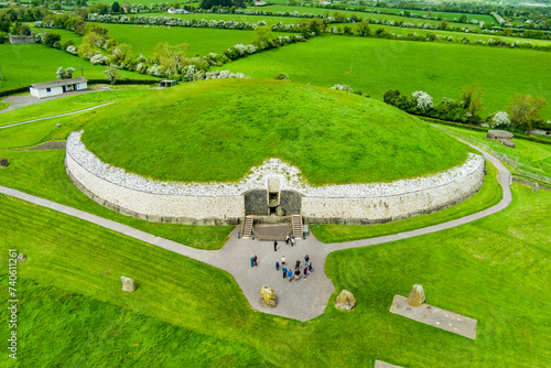 Newgrange, a prehistoric monument built during the Neolithic period, located in County Meath, Ireland. UNESCO World Heritage Site.