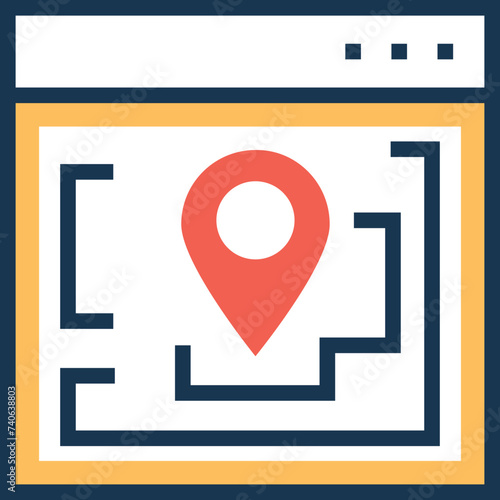 Flat editable icon of website map