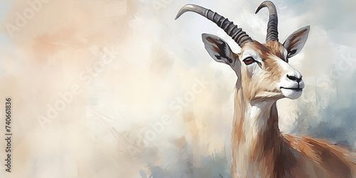 Impressive Antelope Stands Proudly on Subtle Artwork Banner Background for Elegant Visual Appeal