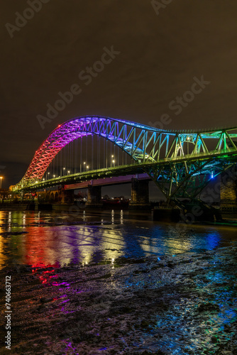Silver Jubilee Bridge illuminated at night 