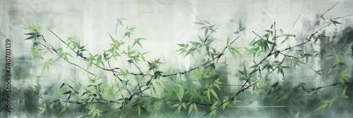 wallpaper with bamboo leaves, in the style of painterly texture