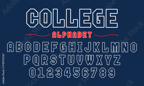 Editable typeface vector. College sport font in american style for football, baseball or basketball logos and t-shirt. 