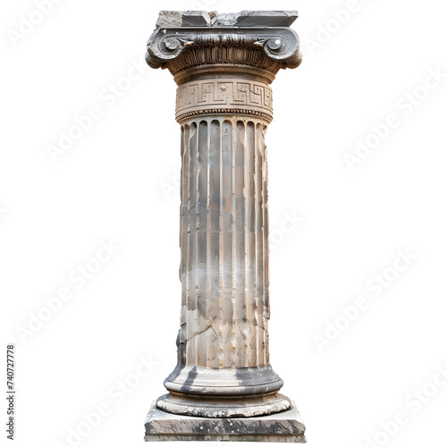 Ancient greek column isolated on white background