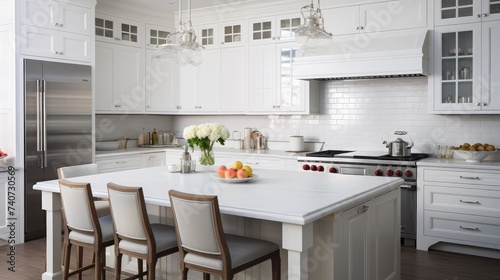 A modern white kitchen with a traditional touch custom designed by Toronto interior designer Jessica Mendes