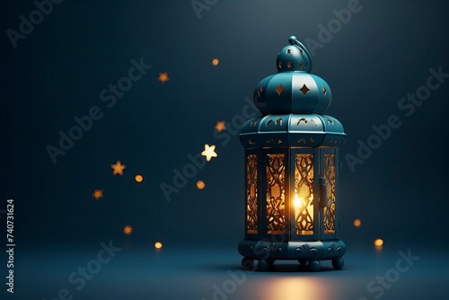 Ramadan Lantern decoration background 3d rendering . copy space - Generative ai