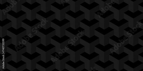 Abstract Black cube light carve geometric Transparent deign backdrop background. Seamless blockchain technology pattern. Vector illustration pattern with blocks. design print of cubes pattern.