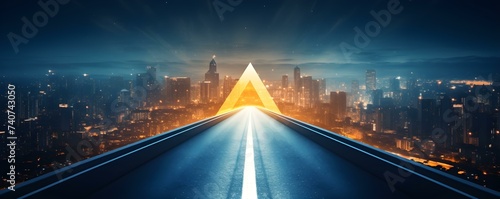 An arrow on an infinite highway symbolizes motivation, progress, and growth. Concept Motivation, Progress, Growth, Infinite Highway, Symbolism