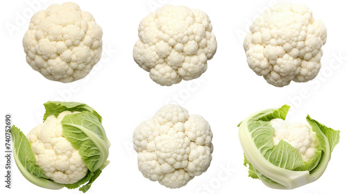 Cauliflower Concept: 3D Digital Art Isolated on Transparent Background, Ideal for Culinary Designs and Healthy Eating Illustrations - Studio Shot Vegetable Cut-Out.
