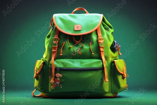 Light green backpack on a green background