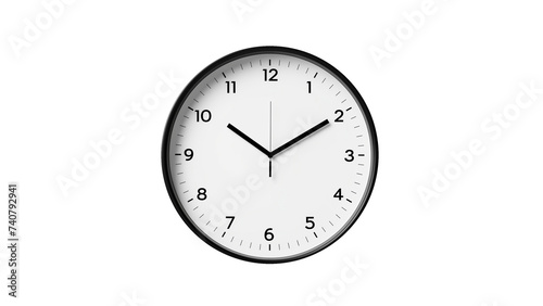 Isolated round wall clock cut out. Classic black and white wall clock on transparent background