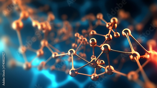 The network structure of chemical bonds at the molecular level consists of lines and dots, dots and connections