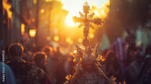 a religious procession,a cross, holy week 