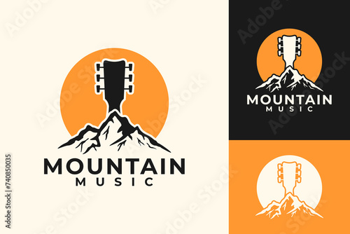 Mountain Music Festival Guitar Logo Design