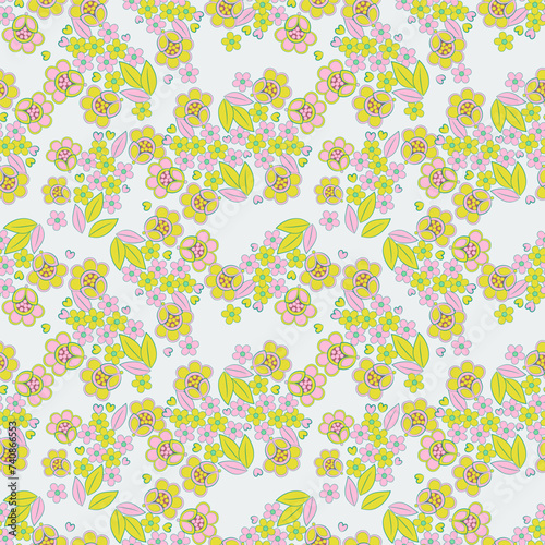 Cute flower seamless pattern. Floral vector texture