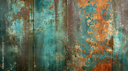 A rustic metal texture background with a patina of rust and verdigris, evoking a sense of time and decay.
