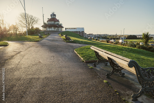 Looking at the view across the bay from Mount Pavilion Fleetwood Lancashire UK