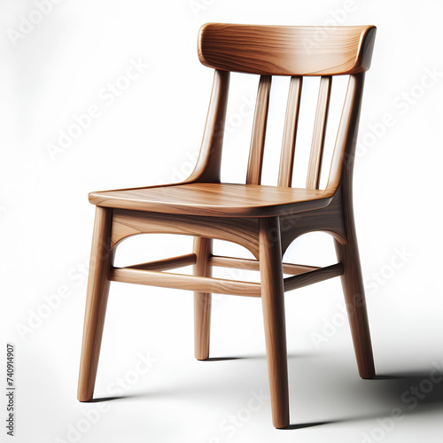 conceptual wooden lacquered chair isolated on white background