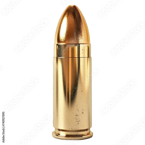 a brass bullet isolated on transparent background