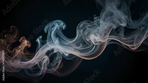 Abstract smoke misty fog on isolated black background, Texture overlays. Design element, abstract smoke background