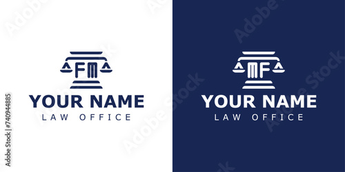 Letters FM and MF Legal Logo, suitable for lawyer, legal, or justice with FM or MF initials