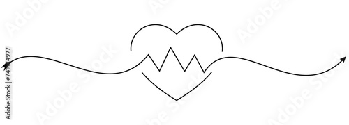 vector illustration of line art of heart and heartbeat