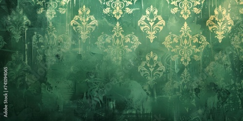 Green vintage background, antique wallpaper design