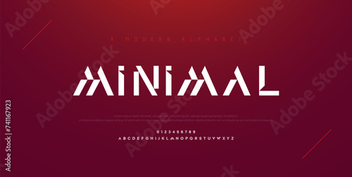 Minimal abstract digital alphabet font. Minimal technology typography, Creative urban sport fashion futuristic font and with numbers. vector illustration